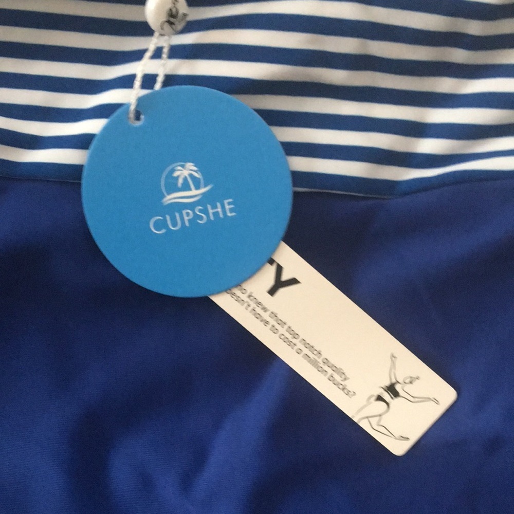 NWT Cupshe One Piece Swimsuit Blue and White - Picture 5 of 6